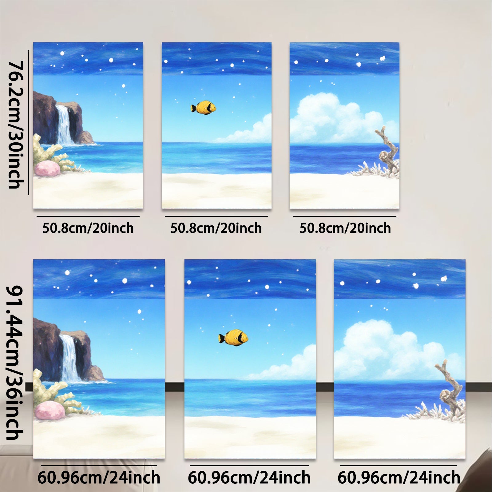 2D flat 1pc Coastal Ocean Scene with Vibrant Coral Reef Tropical Wall Art Decor for Living Room Bedroom Bathroom Modern Farmhouse Gallery Wrapped Canvas Prints