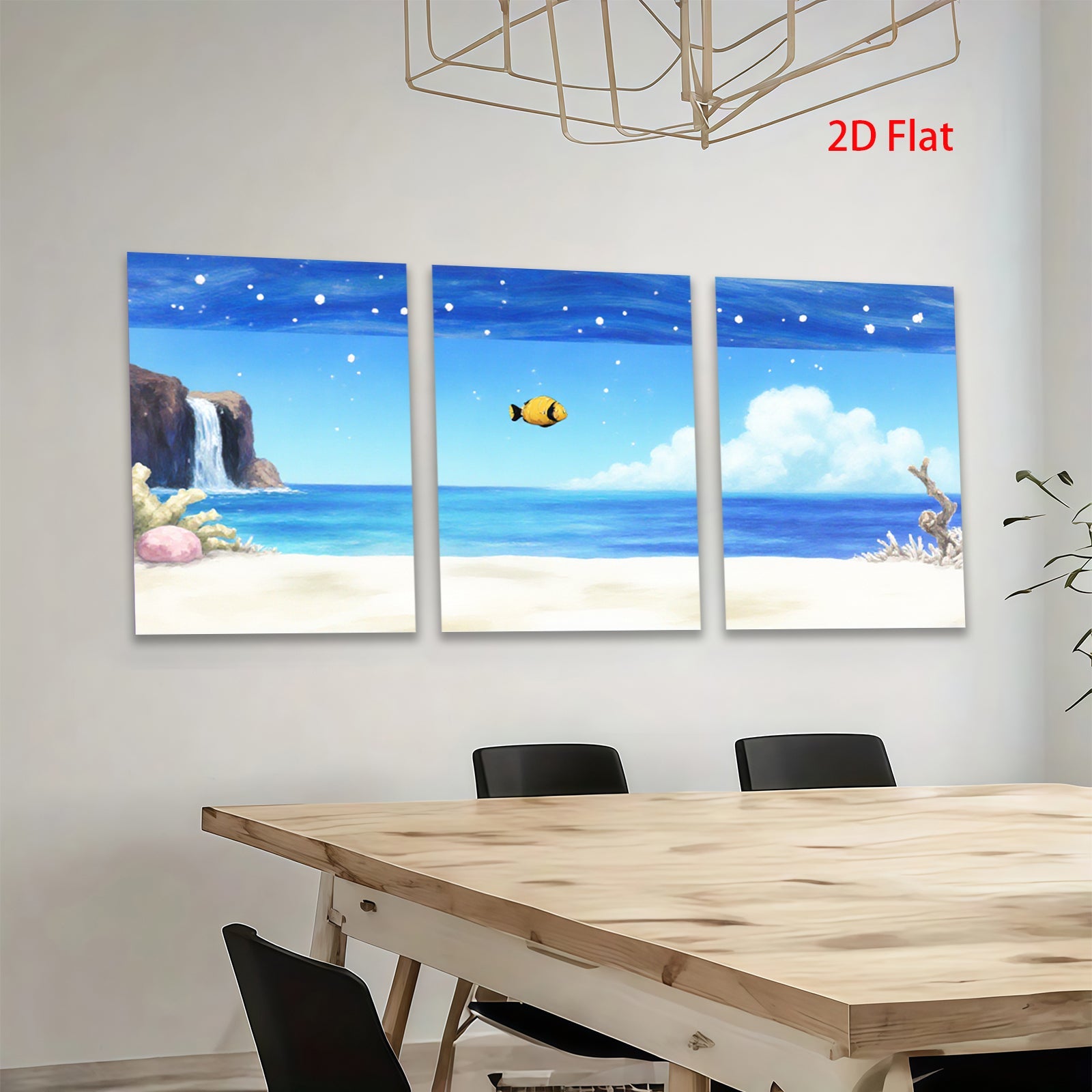 2D flat 1pc Coastal Ocean Scene with Vibrant Coral Reef Tropical Wall Art Decor for Living Room Bedroom Bathroom Modern Farmhouse Gallery Wrapped Canvas Prints