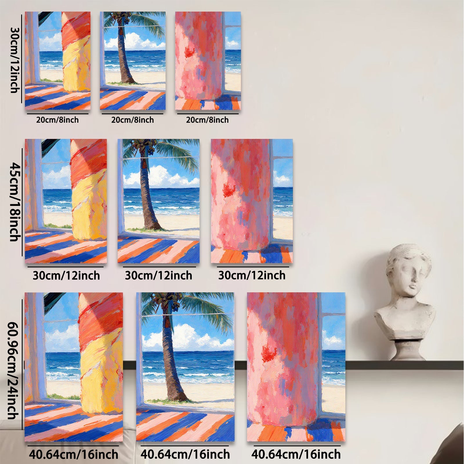 2D flat 1pc Coastal Palm Beach Scene Vibrant Modern Wall Art Living Room Bedroom Decor Farmhouse Style Canvas Prints Home Gallery Wrapped Ready To Hang