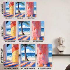 2D flat 1pc Coastal Palm Beach Scene Vibrant Modern Wall Art Living Room Bedroom Decor Farmhouse Style Canvas Prints Home Gallery Wrapped Ready To Hang