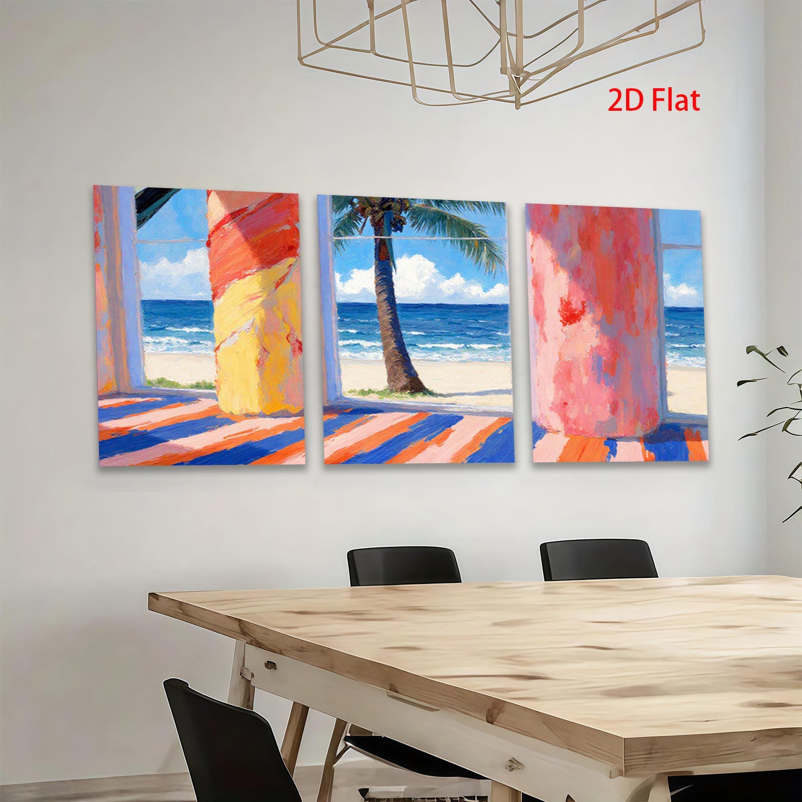 2D flat 1pc Coastal Palm Beach Scene Vibrant Modern Wall Art Living Room Bedroom Decor Farmhouse Style Canvas Prints Home Gallery Wrapped Ready To Hang