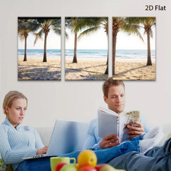 2D flat 1pc Coastal Palm Beach Scene Wall Art for Living Room Bedroom Home Decor Modern Farmhouse Style Gallery Wrapped Canvas Prints Ready to Hang