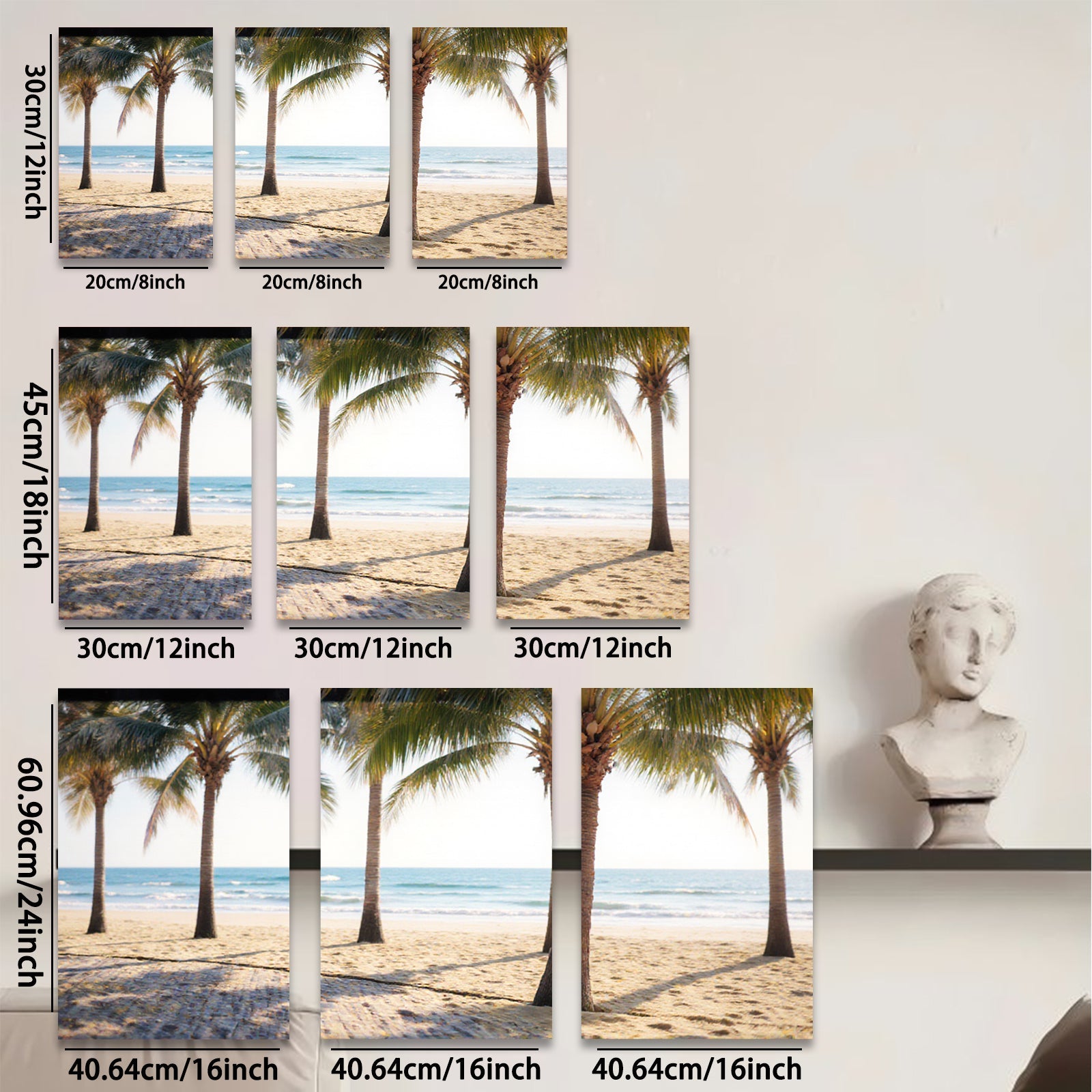 2D flat 1pc Coastal Palm Beach Scene Wall Art for Living Room Bedroom Home Decor Modern Farmhouse Style Gallery Wrapped Canvas Prints Ready to Hang