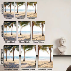 2D flat 1pc Coastal Palm Beach Scene Wall Art for Living Room Bedroom Home Decor Modern Farmhouse Style Gallery Wrapped Canvas Prints Ready to Hang