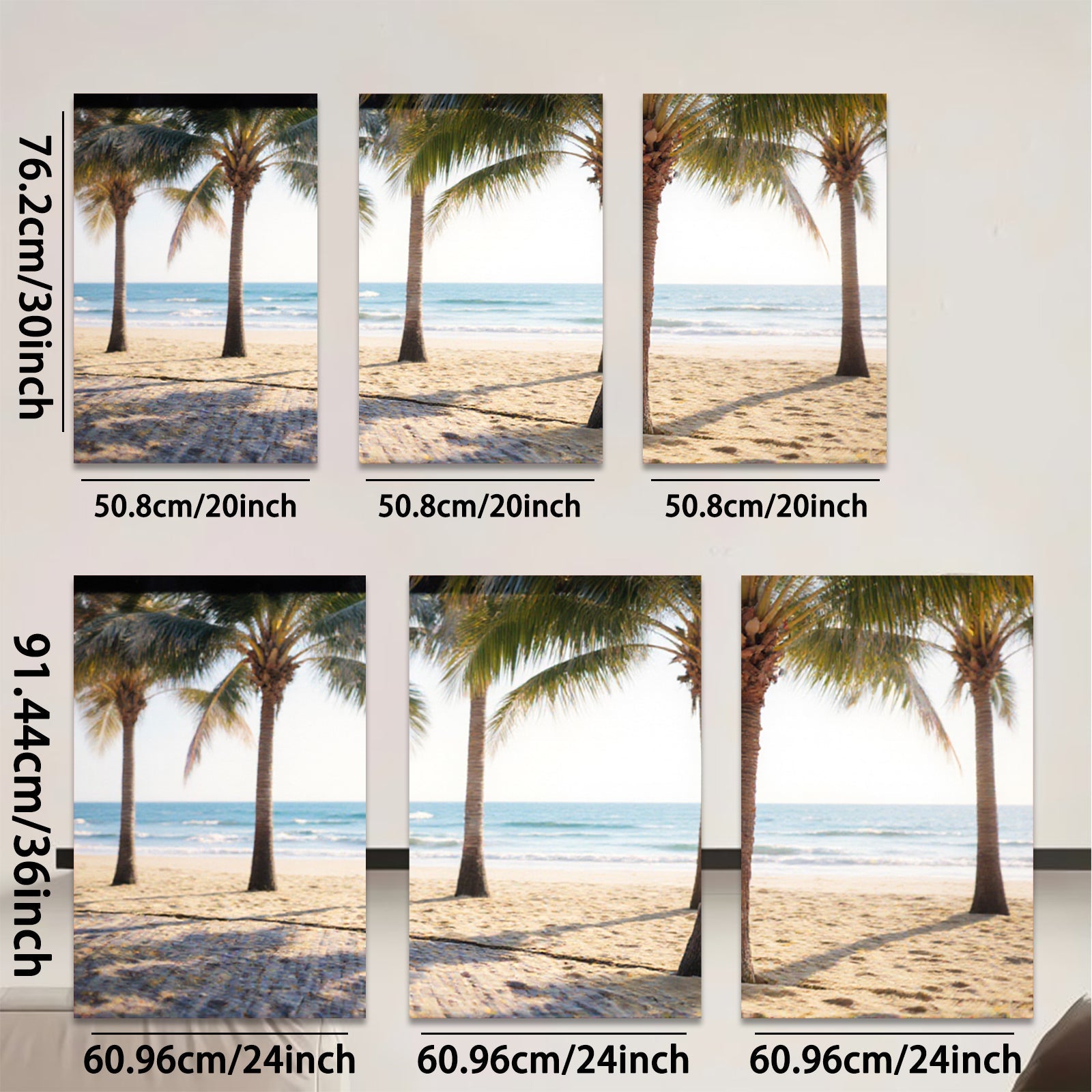 2D flat 1pc Coastal Palm Beach Scene Wall Art for Living Room Bedroom Home Decor Modern Farmhouse Style Gallery Wrapped Canvas Prints Ready to Hang