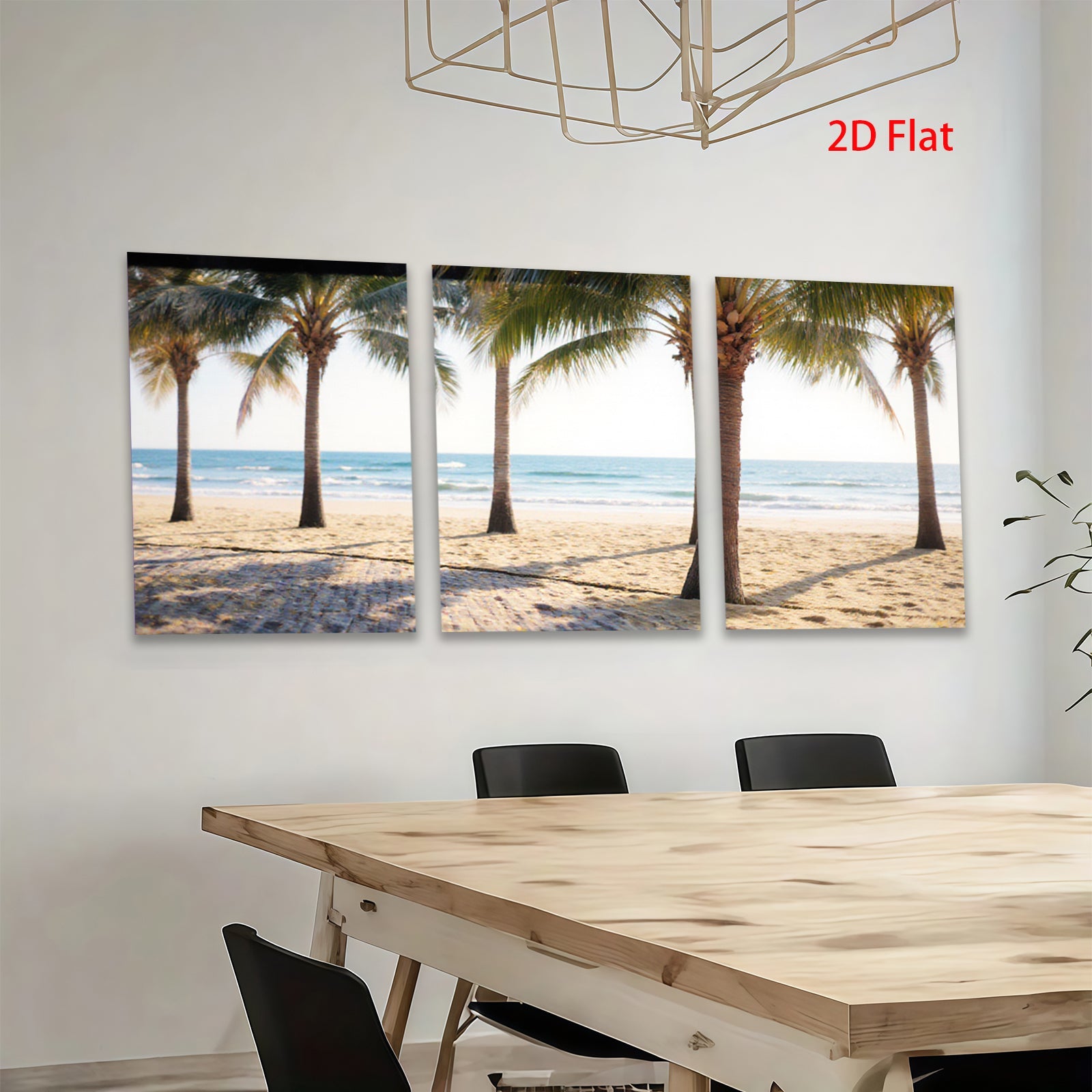 2D flat 1pc Coastal Palm Beach Scene Wall Art for Living Room Bedroom Home Decor Modern Farmhouse Style Gallery Wrapped Canvas Prints Ready to Hang
