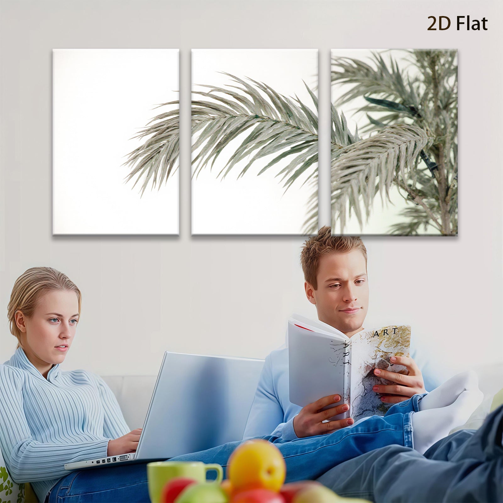2D flat 1pc Coastal Palm Frond Beach Wall Art Living Room Bedroom Decor Gallery Wrapped Canvas Prints Modern Farmhouse Rustic Home Decorations