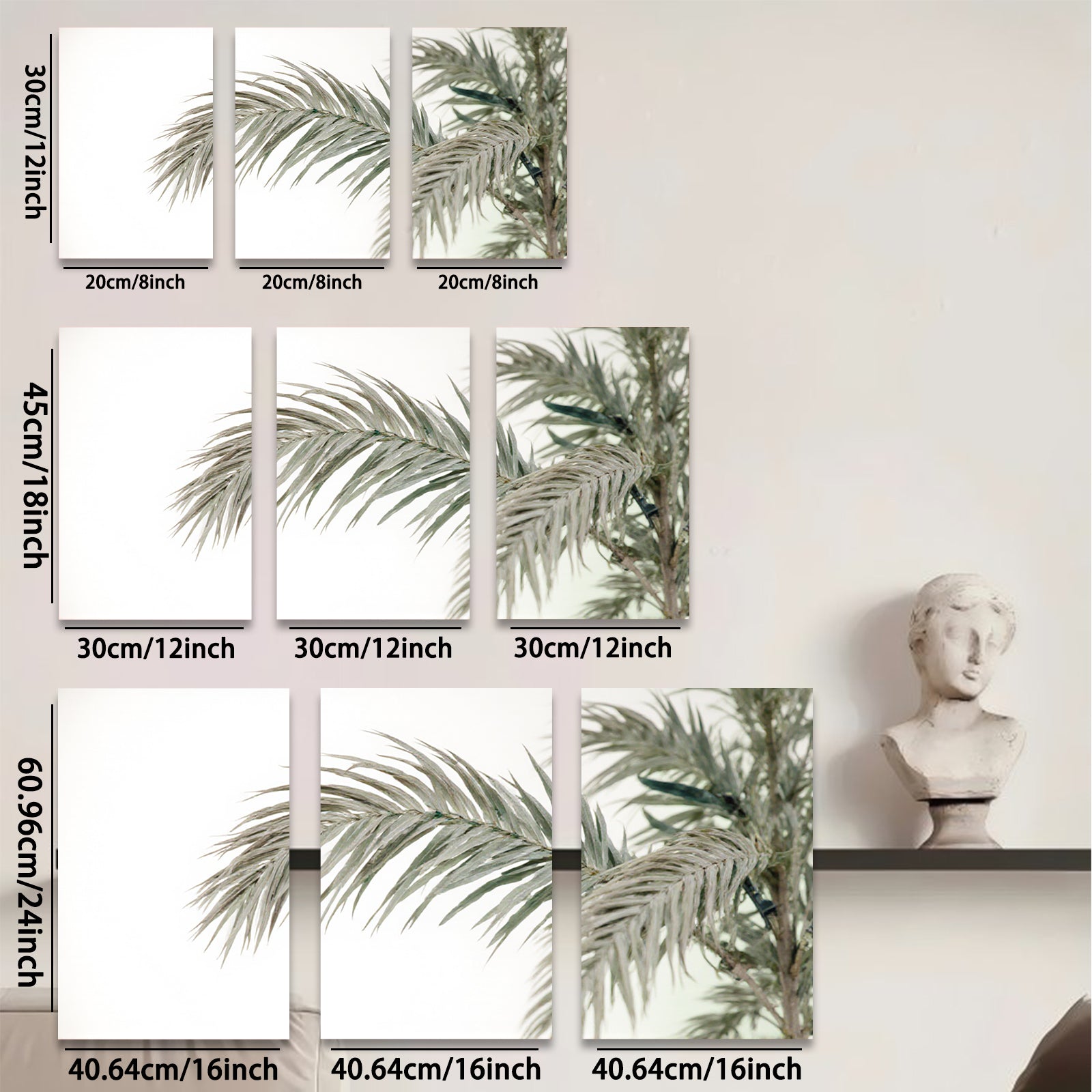 2D flat 1pc Coastal Palm Frond Beach Wall Art Living Room Bedroom Decor Gallery Wrapped Canvas Prints Modern Farmhouse Rustic Home Decorations