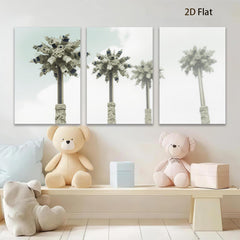 2D flat 1pc Coastal Palm Trees Serene Beach Wall Art Living Room Bedroom Decor Farmhouse Style Modern Canvas Prints Gallery Wrapped Ready to Hang Statement Piece