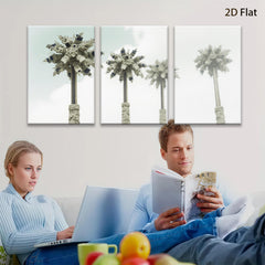 2D flat 1pc Coastal Palm Trees Serene Beach Wall Art Living Room Bedroom Decor Farmhouse Style Modern Canvas Prints Gallery Wrapped Ready to Hang Statement Piece
