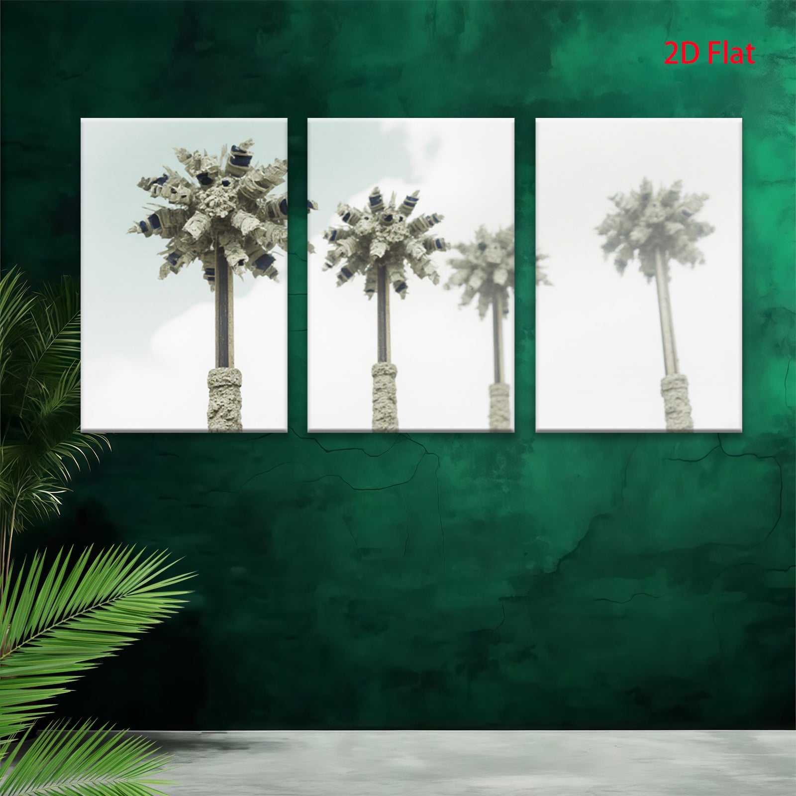 2D flat 1pc Coastal Palm Trees Serene Beach Wall Art Living Room Bedroom Decor Farmhouse Style Modern Canvas Prints Gallery Wrapped Ready to Hang Statement Piece