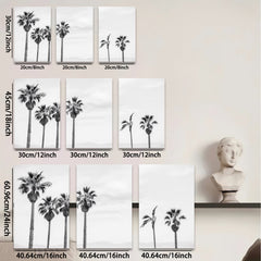 2D flat 1pc Coastal Palm Trees Serenity Beach Wall Art Decor for Living Room Bedroom Modern Farmhouse Gallery Wrapped Canvas Prints Teal Blue
