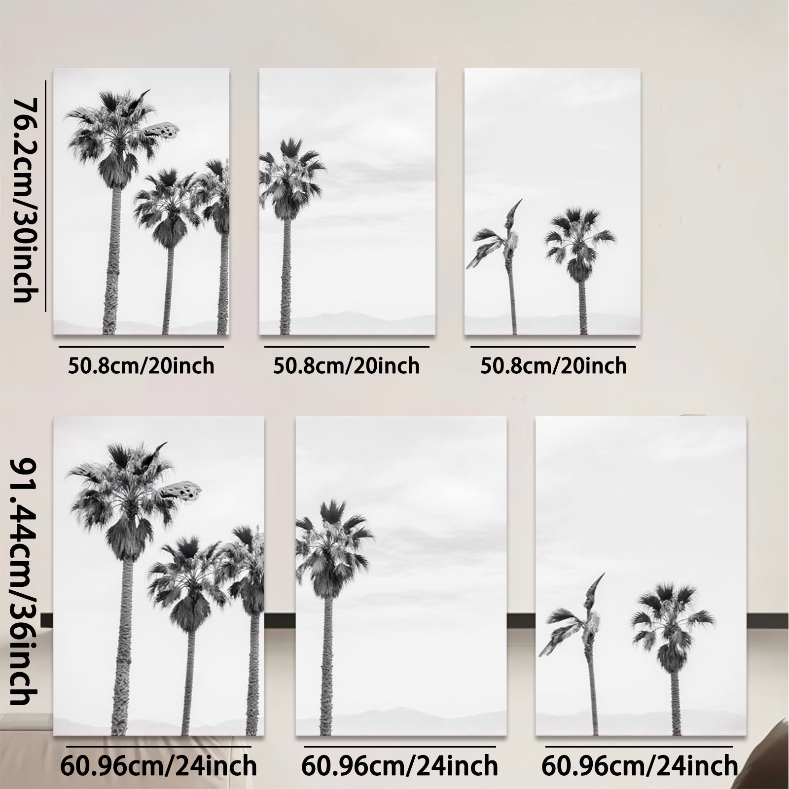 2D flat 1pc Coastal Palm Trees Serenity Beach Wall Art Decor for Living Room Bedroom Modern Farmhouse Gallery Wrapped Canvas Prints Teal Blue