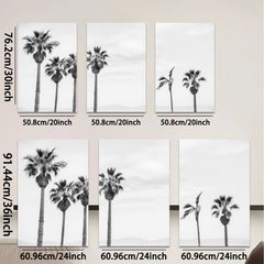 2D flat 1pc Coastal Palm Trees Serenity Beach Wall Art Decor for Living Room Bedroom Modern Farmhouse Gallery Wrapped Canvas Prints Teal Blue