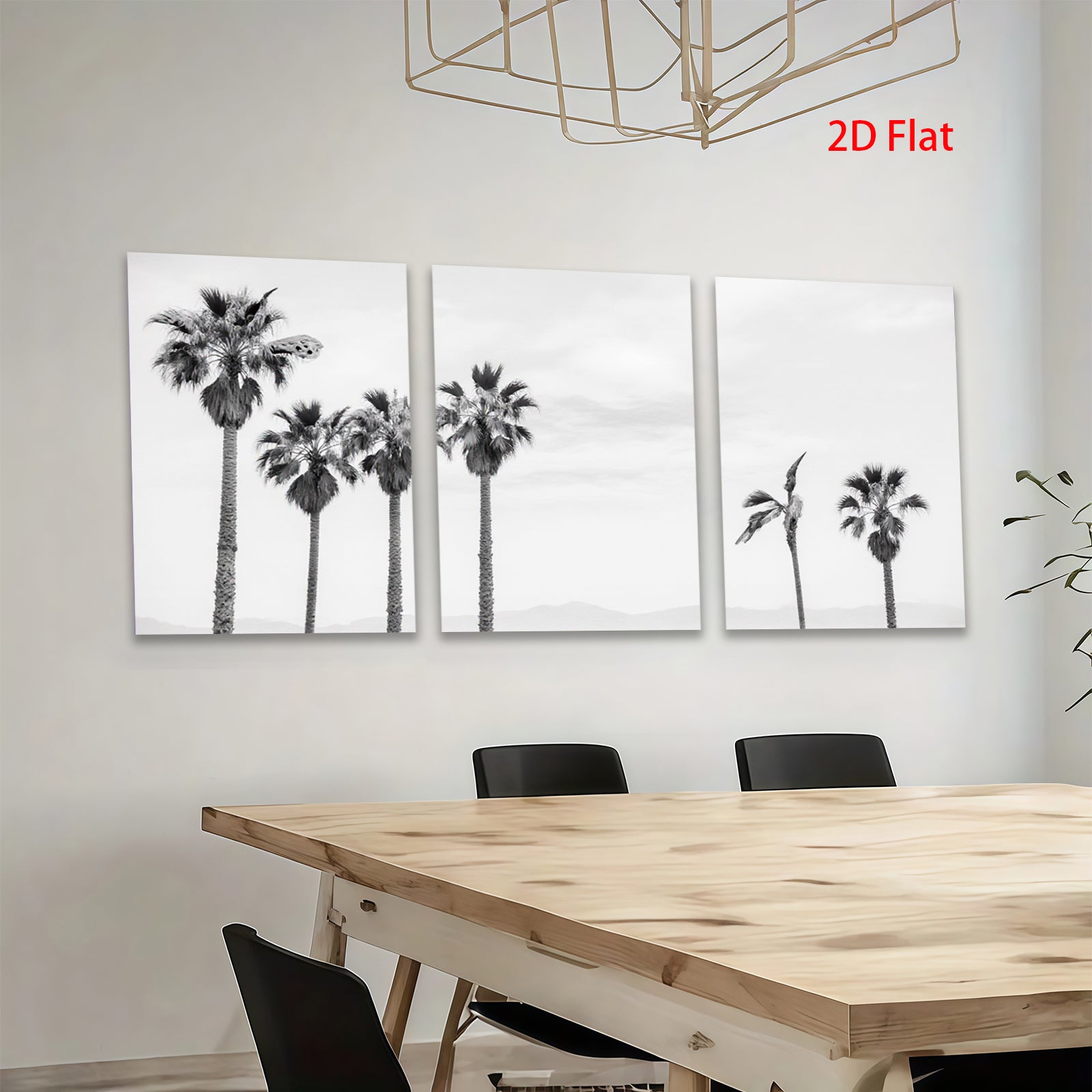 2D flat 1pc Coastal Palm Trees Serenity Beach Wall Art Decor for Living Room Bedroom Modern Farmhouse Gallery Wrapped Canvas Prints Teal Blue