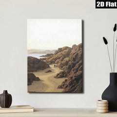 2D flat 1pc Coastal Path Scenic Landscape Wall Art for Living Room Bedroom Home Decor Gallery Wrapped Canvas Prints Modern Farmhouse Style