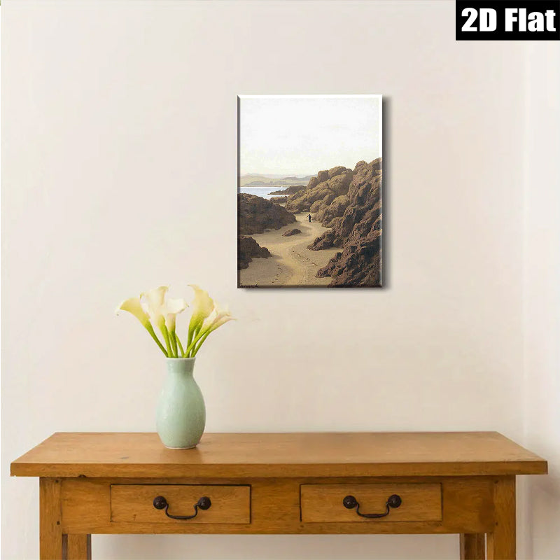 2D flat 1pc Coastal Path Scenic Landscape Wall Art for Living Room Bedroom Home Decor Gallery Wrapped Canvas Prints Modern Farmhouse Style