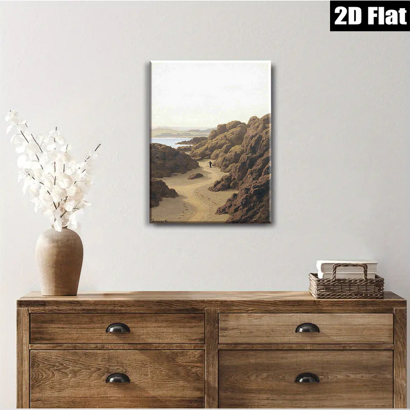 2D flat 1pc Coastal Path Scenic Landscape Wall Art for Living Room Bedroom Home Decor Gallery Wrapped Canvas Prints Modern Farmhouse Style