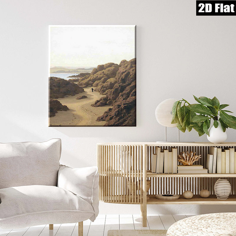 2D flat 1pc Coastal Path Scenic Landscape Wall Art for Living Room Bedroom Home Decor Gallery Wrapped Canvas Prints Modern Farmhouse Style