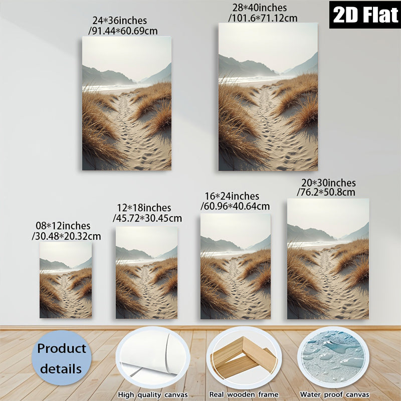 2D flat 1pc Coastal Pathway Beach Dunes Serenity Living Room Bedroom Wall Decor Farmhouse Style Gallery Wrapped Canvas Print Modern Minimalist Aesthetic