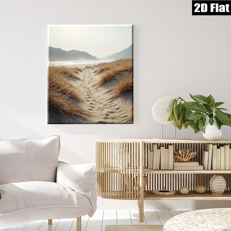 2D flat 1pc Coastal Pathway Beach Dunes Serenity Living Room Bedroom Wall Decor Farmhouse Style Gallery Wrapped Canvas Print Modern Minimalist Aesthetic