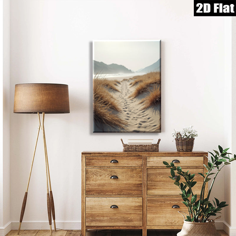 2D flat 1pc Coastal Pathway Beach Dunes Serenity Living Room Bedroom Wall Decor Farmhouse Style Gallery Wrapped Canvas Print Modern Minimalist Aesthetic