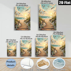 2D flat 1pc Coastal Pathway Beach Scene Canvas Wall Art for Living Room Bedroom Home Decor Modern Farmhouse Rustic Chic Gallery Wrapped