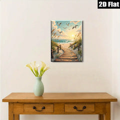 2D flat 1pc Coastal Pathway Beach Scene Canvas Wall Art for Living Room Bedroom Home Decor Modern Farmhouse Rustic Chic Gallery Wrapped