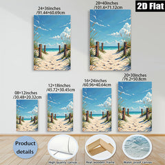 2D flat 1pc Coastal Pathway Beach Scene Wall Art Living Room Bedroom Decor Farmhouse Style Gallery Wrapped Canvas Prints Modern Artwork Coastalcore Aesthetic