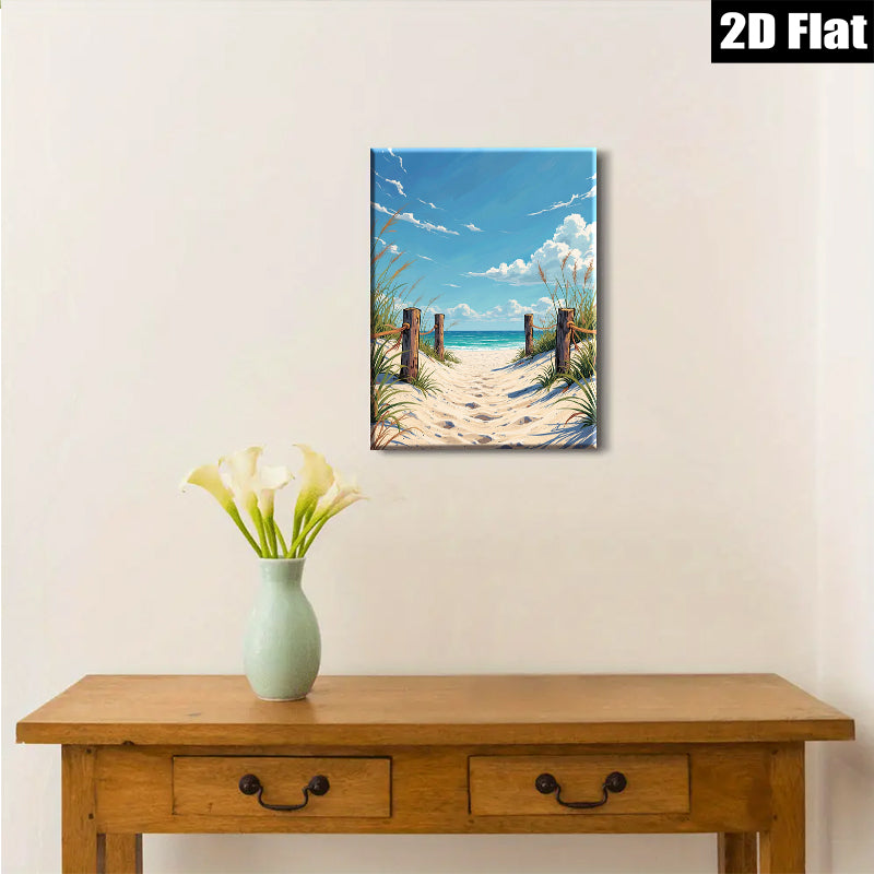 2D flat 1pc Coastal Pathway Beach Scene Wall Art Living Room Bedroom Decor Farmhouse Style Gallery Wrapped Canvas Prints Modern Artwork Coastalcore Aesthetic