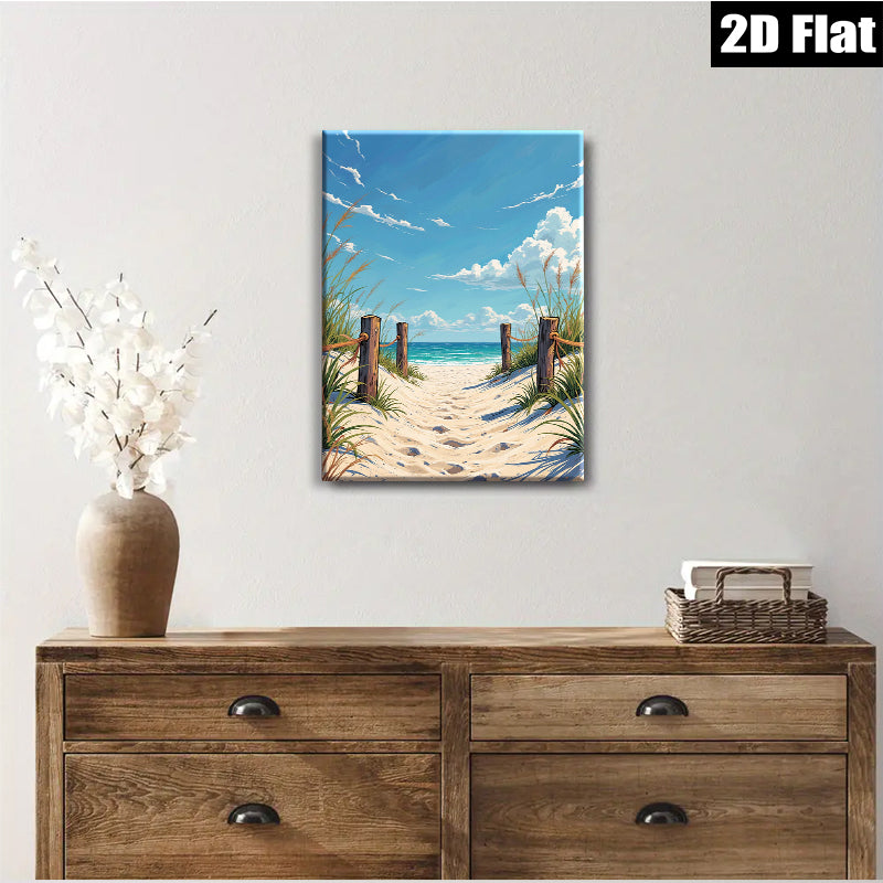 2D flat 1pc Coastal Pathway Beach Scene Wall Art Living Room Bedroom Decor Farmhouse Style Gallery Wrapped Canvas Prints Modern Artwork Coastalcore Aesthetic