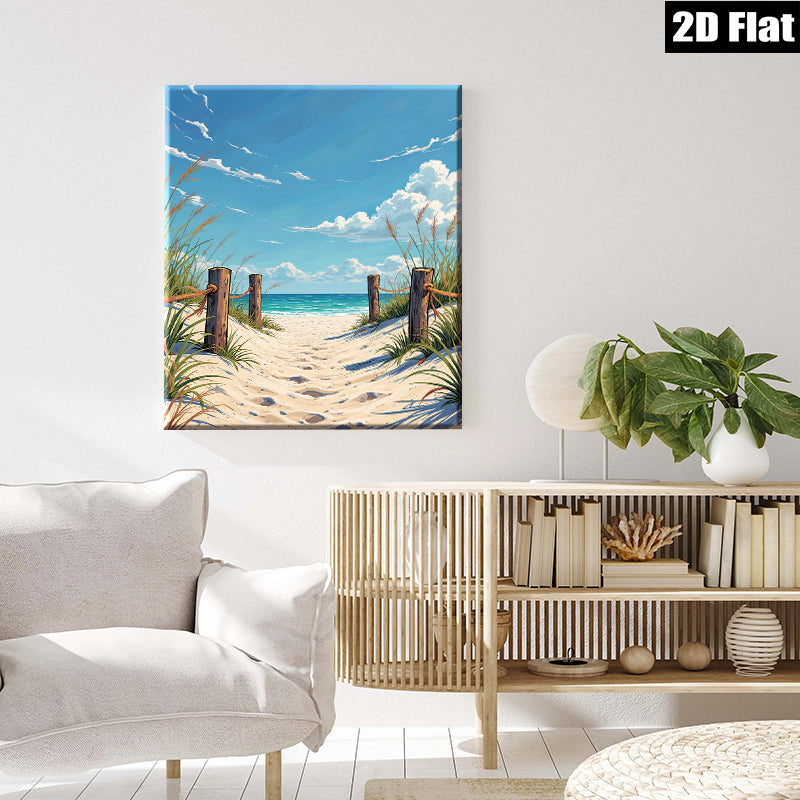 2D flat 1pc Coastal Pathway Beach Scene Wall Art Living Room Bedroom Decor Farmhouse Style Gallery Wrapped Canvas Prints Modern Artwork Coastalcore Aesthetic