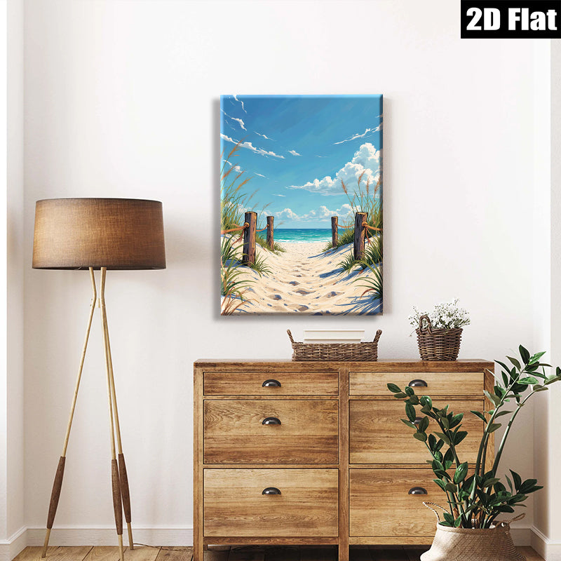 2D flat 1pc Coastal Pathway Beach Scene Wall Art Living Room Bedroom Decor Farmhouse Style Gallery Wrapped Canvas Prints Modern Artwork Coastalcore Aesthetic
