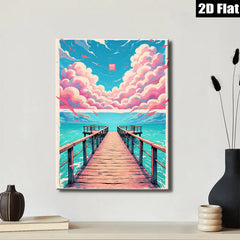 2D flat 1pc Coastal Pathway Ocean View Serene Beach Wall Art Living Room Bedroom Decor Farmhouse Style Modern Canvas Prints Wrapped Ready To Hang