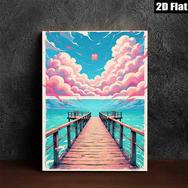 2D flat 1pc Coastal Pathway Ocean View Serene Beach Wall Art Living Room Bedroom Decor Farmhouse Style Modern Canvas Prints Wrapped Ready To Hang