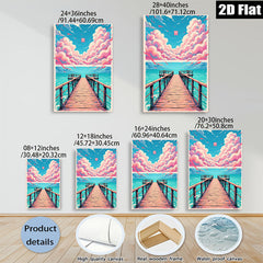 2D flat 1pc Coastal Pathway Ocean View Serene Beach Wall Art Living Room Bedroom Decor Farmhouse Style Modern Canvas Prints Wrapped Ready To Hang