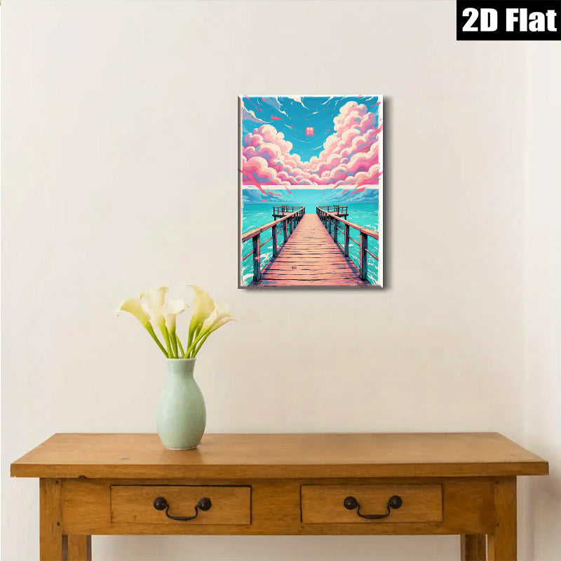2D flat 1pc Coastal Pathway Ocean View Serene Beach Wall Art Living Room Bedroom Decor Farmhouse Style Modern Canvas Prints Wrapped Ready To Hang