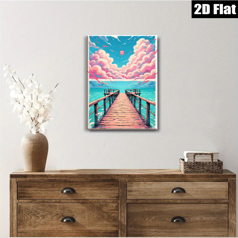 2D flat 1pc Coastal Pathway Ocean View Serene Beach Wall Art Living Room Bedroom Decor Farmhouse Style Modern Canvas Prints Wrapped Ready To Hang
