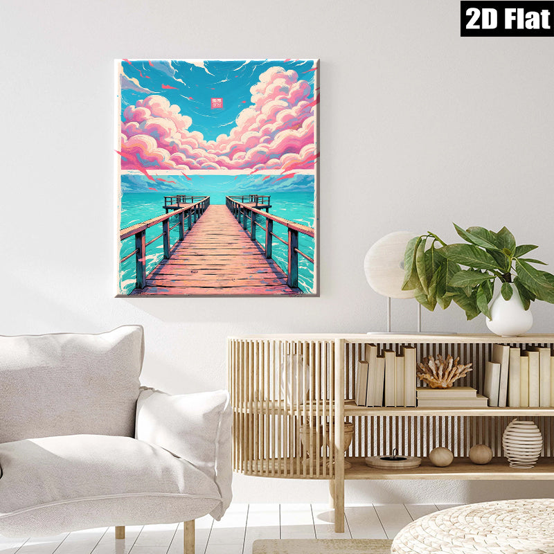 2D flat 1pc Coastal Pathway Ocean View Serene Beach Wall Art Living Room Bedroom Decor Farmhouse Style Modern Canvas Prints Wrapped Ready To Hang