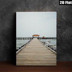 2D flat 1pc Coastal Pier View Ocean Tranquility Beach House Wall Decor Living Room Bedroom Art Modern Farmhouse Gallery Wrapped Canvas Prints