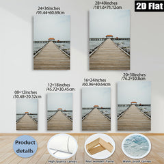 2D flat 1pc Coastal Pier View Ocean Tranquility Beach House Wall Decor Living Room Bedroom Art Modern Farmhouse Gallery Wrapped Canvas Prints