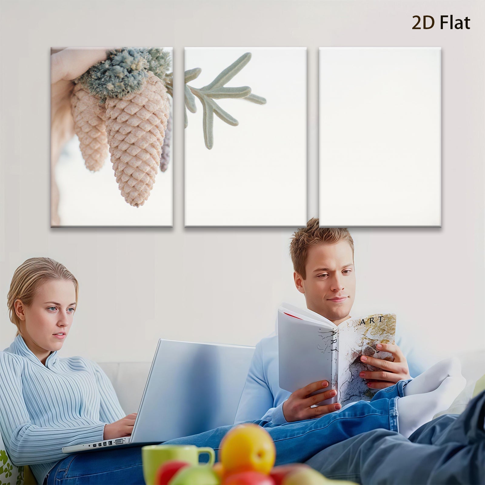 2D flat 1pc Coastal Pinecones Botanical Wall Art Living Room Bedroom Decor Farmhouse Style Gallery Wrapped Canvas Print Modern Minimalist Artwork Trending Now