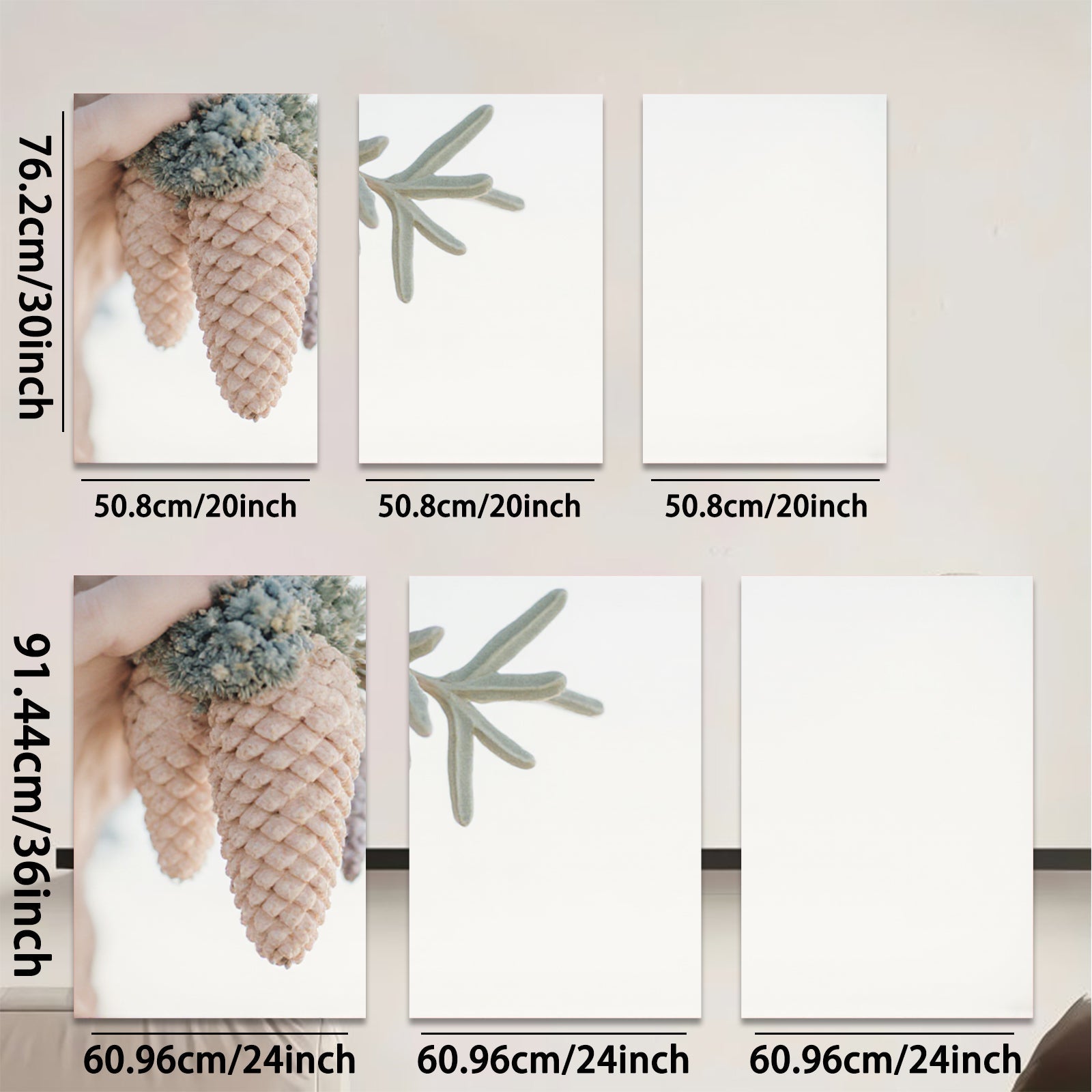 2D flat 1pc Coastal Pinecones Botanical Wall Art Living Room Bedroom Decor Farmhouse Style Gallery Wrapped Canvas Print Modern Minimalist Artwork Trending Now