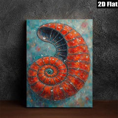 2D flat 1pc Coastal Red Spiral Shell Ocean Beach Wall Art Decor Living Room Bedroom Modern Farmhouse Gallery Wrapped Canvas Print
