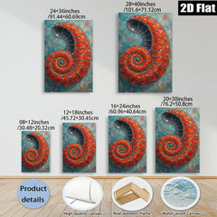 2D flat 1pc Coastal Red Spiral Shell Ocean Beach Wall Art Decor Living Room Bedroom Modern Farmhouse Gallery Wrapped Canvas Print