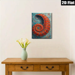 2D flat 1pc Coastal Red Spiral Shell Ocean Beach Wall Art Decor Living Room Bedroom Modern Farmhouse Gallery Wrapped Canvas Print