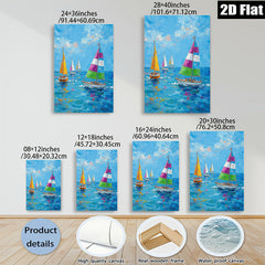 2D flat 1pc Coastal Sailboat Race Ocean View Wall Art Decor for Living Room Bedroom Home Office Modern Farmhouse Style