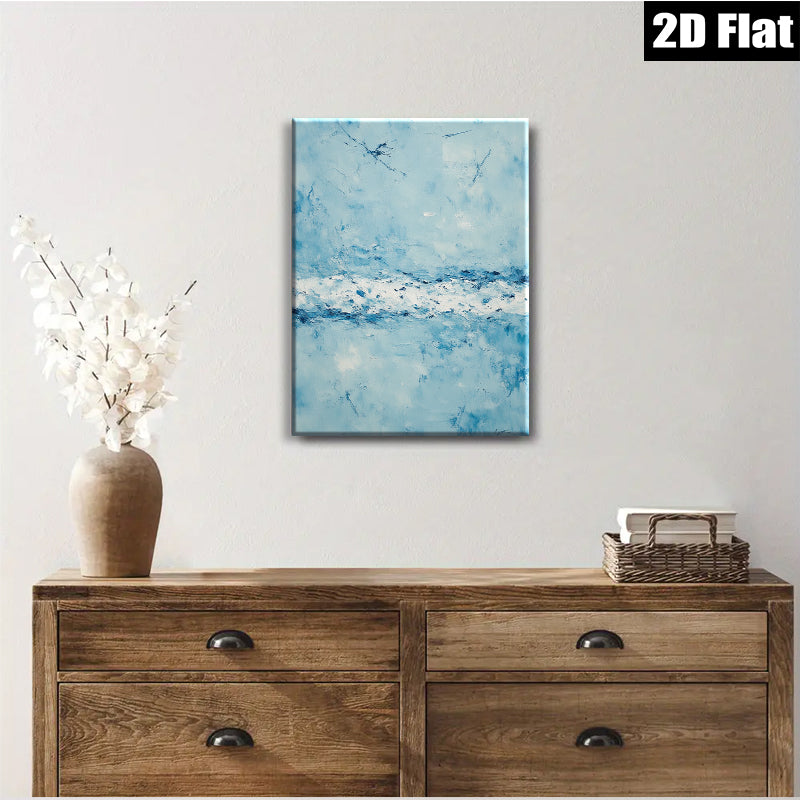 2D flat 1pc Coastal Serenity Abstract Ocean Waves Wall Art Decor for Living Room Bedroom Modern Farmhouse Gallery Wrapped Canvas Prints Ready to Hang