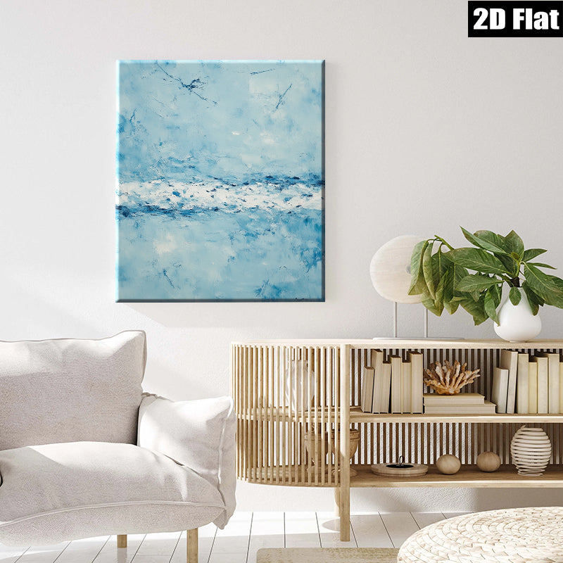 2D flat 1pc Coastal Serenity Abstract Ocean Waves Wall Art Decor for Living Room Bedroom Modern Farmhouse Gallery Wrapped Canvas Prints Ready to Hang