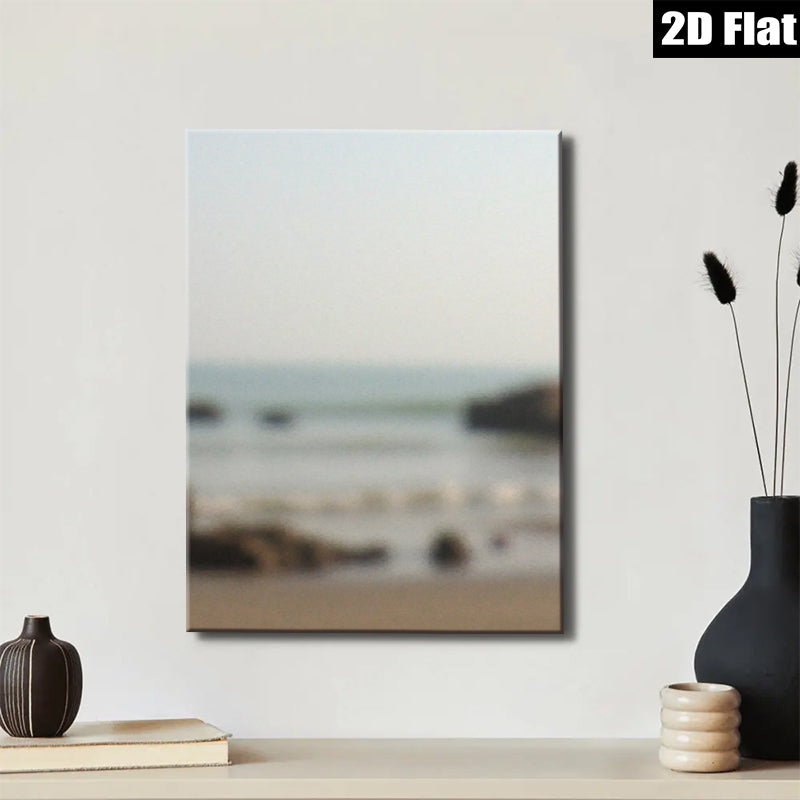 2D flat 1pc Coastal Serenity Beach Waves Ocean View Wall Art Decor for Living Room Bedroom Bathroom Modern Farmhouse Gallery Wrapped Canvas Prints Ready to Hang